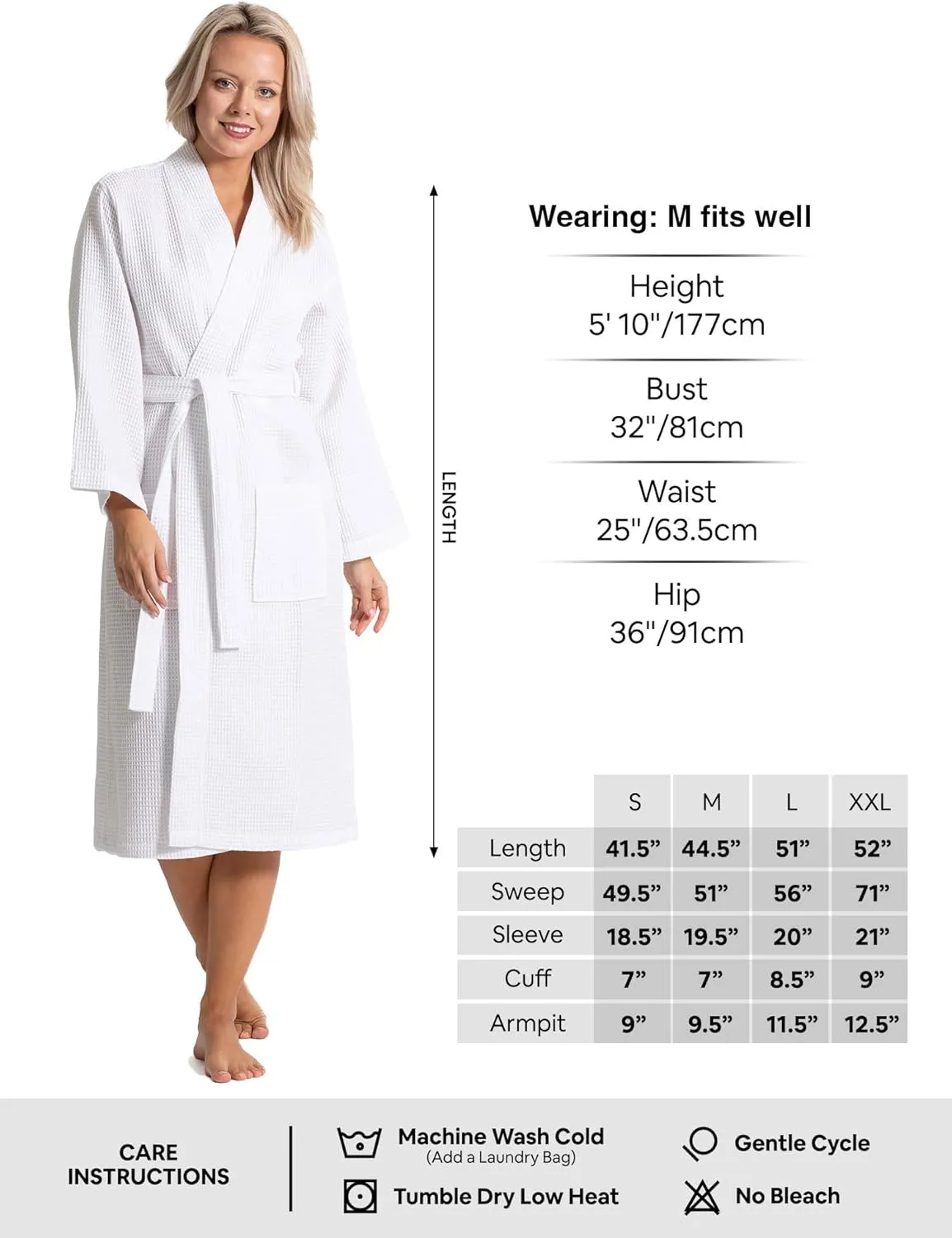 Turkish Linen Waffle Knit Lightweight Kimono Spa & Bath Robes for Women - Quick Dry - Soft