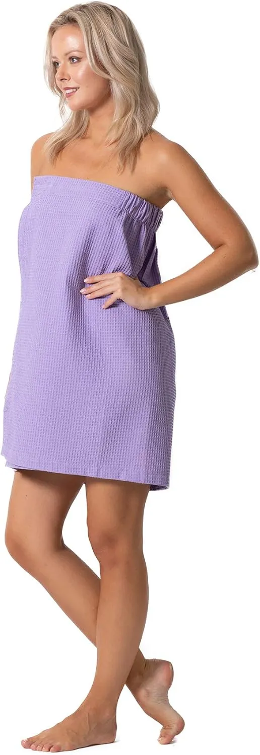 Turkish Linen Women’s Waffle Spa Body Wrap with Adjustable Closure