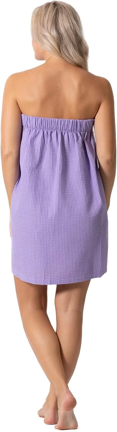 Turkish Linen Women’s Waffle Spa Body Wrap with Adjustable Closure