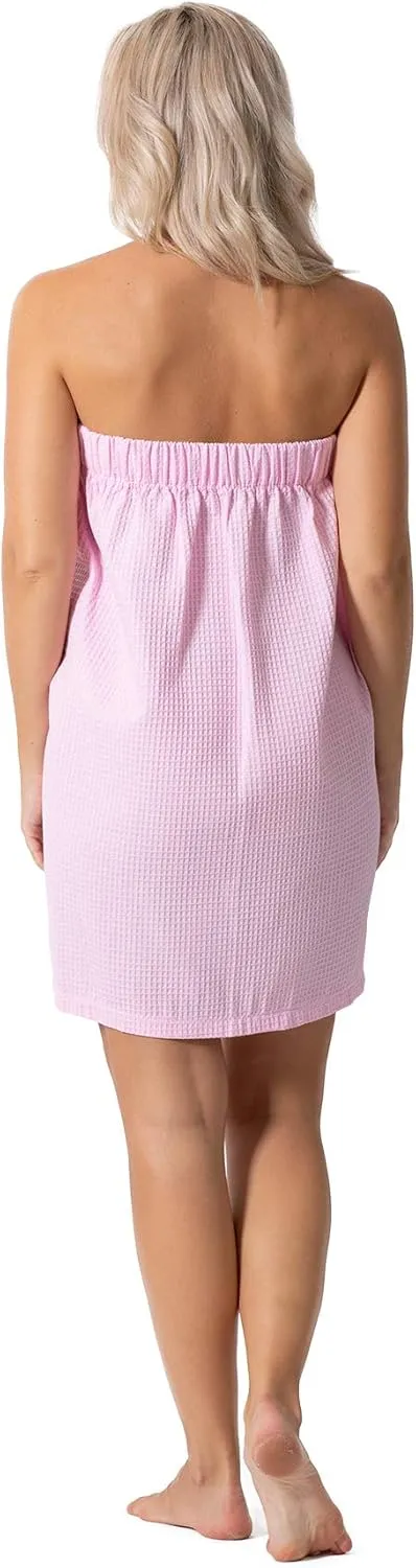 Turkish Linen Women’s Waffle Spa Body Wrap with Adjustable Closure
