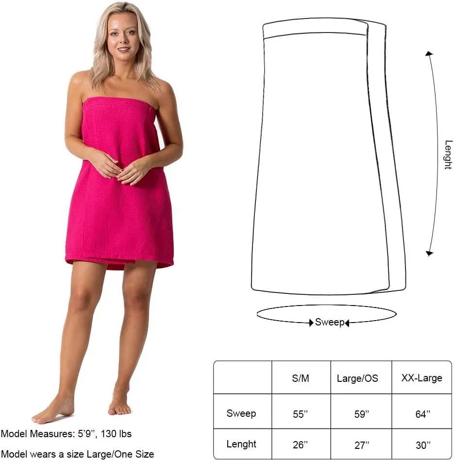 Turkish Linen Women’s Waffle Spa Body Wrap with Adjustable Closure