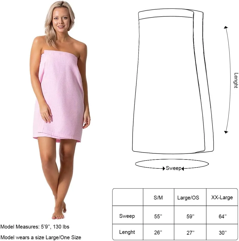 Turkish Linen Women’s Waffle Spa Body Wrap with Adjustable Closure