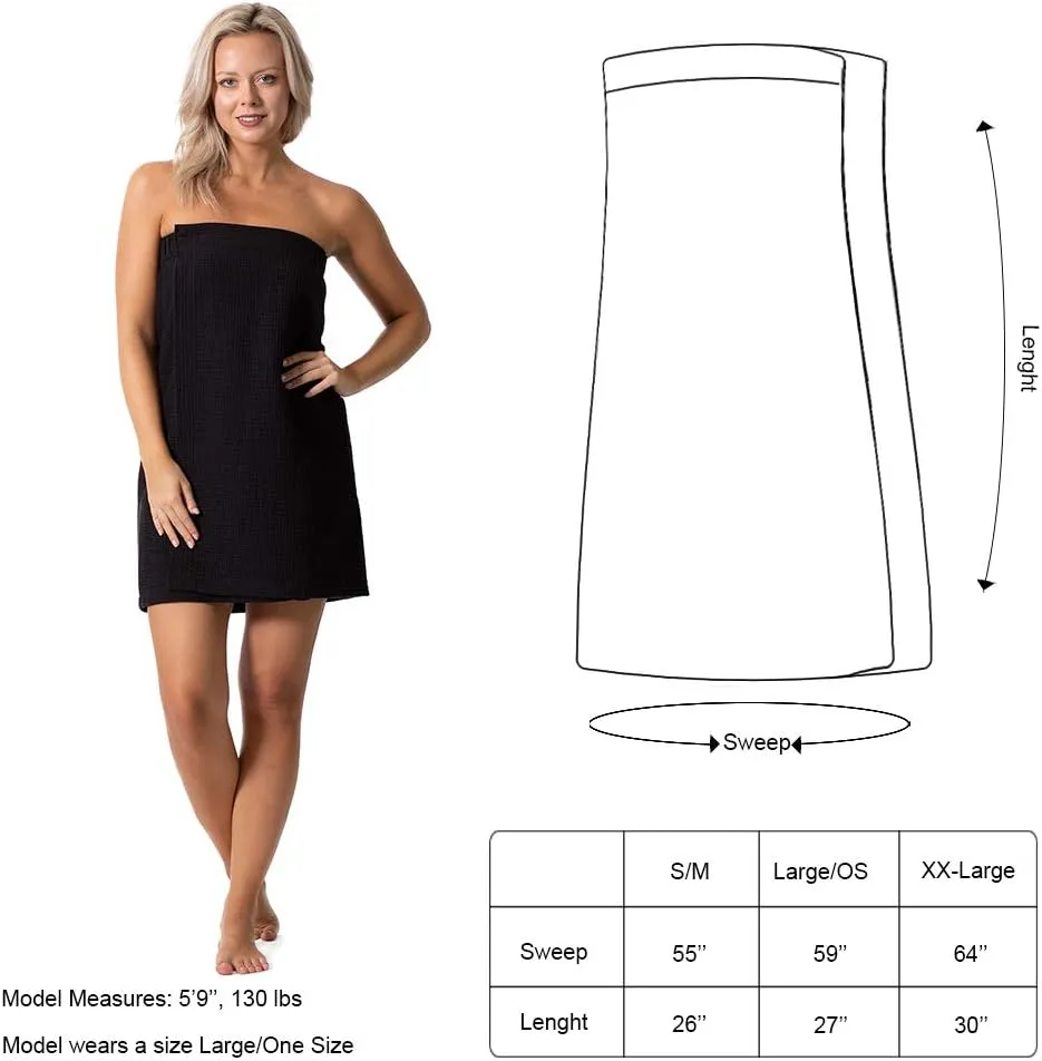 Turkish Linen Women’s Waffle Spa Body Wrap with Adjustable Closure