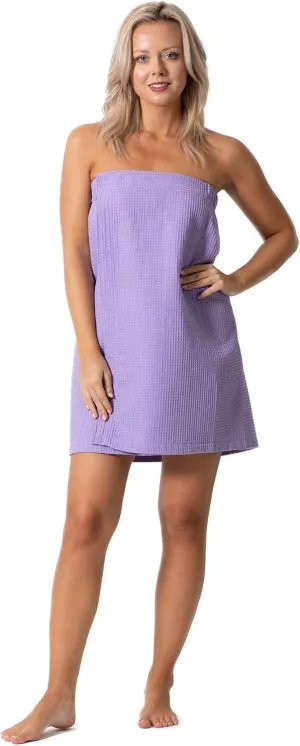 Turkish Linen Women’s Waffle Spa Body Wrap with Adjustable Closure