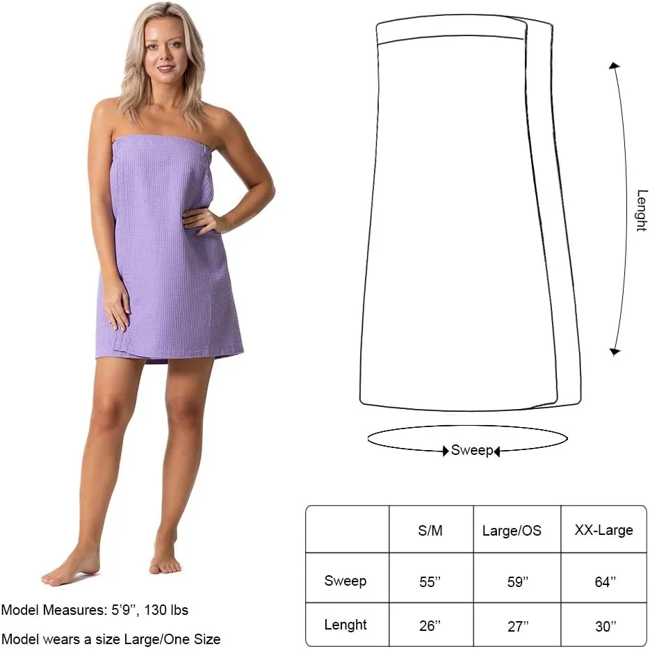Turkish Linen Women’s Waffle Spa Body Wrap with Adjustable Closure
