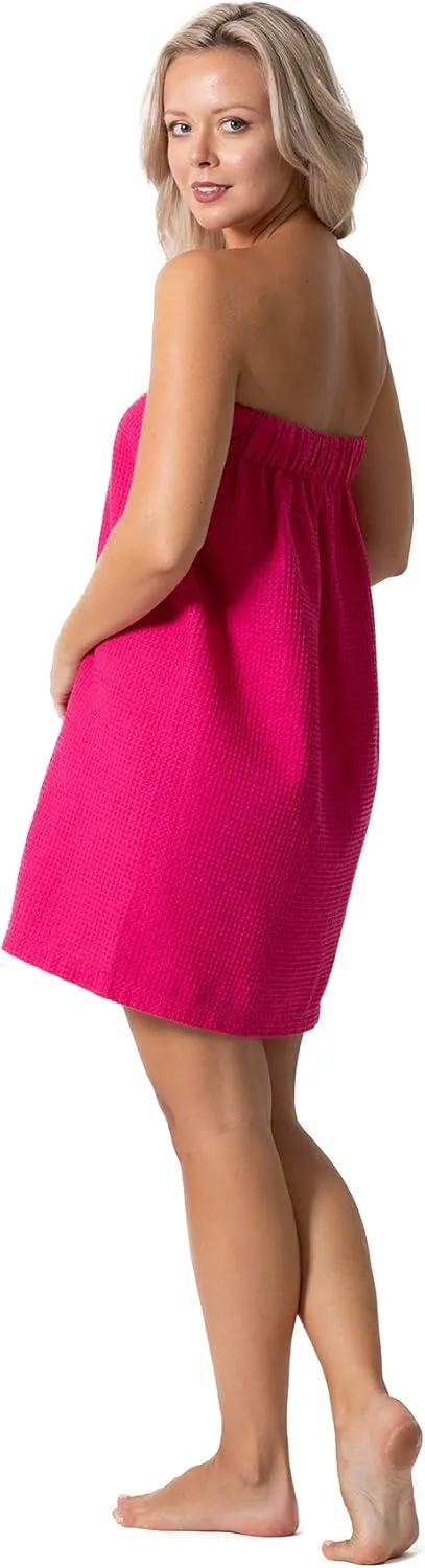 Turkish Linen Women’s Waffle Spa Body Wrap with Adjustable Closure