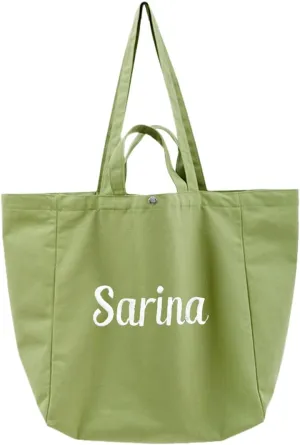 Ulico Personalized Canvas Tote Bag With Embroidered Name,Custom Large Capacity Shoulder Bag, Women Girl Shopping Travel Bag