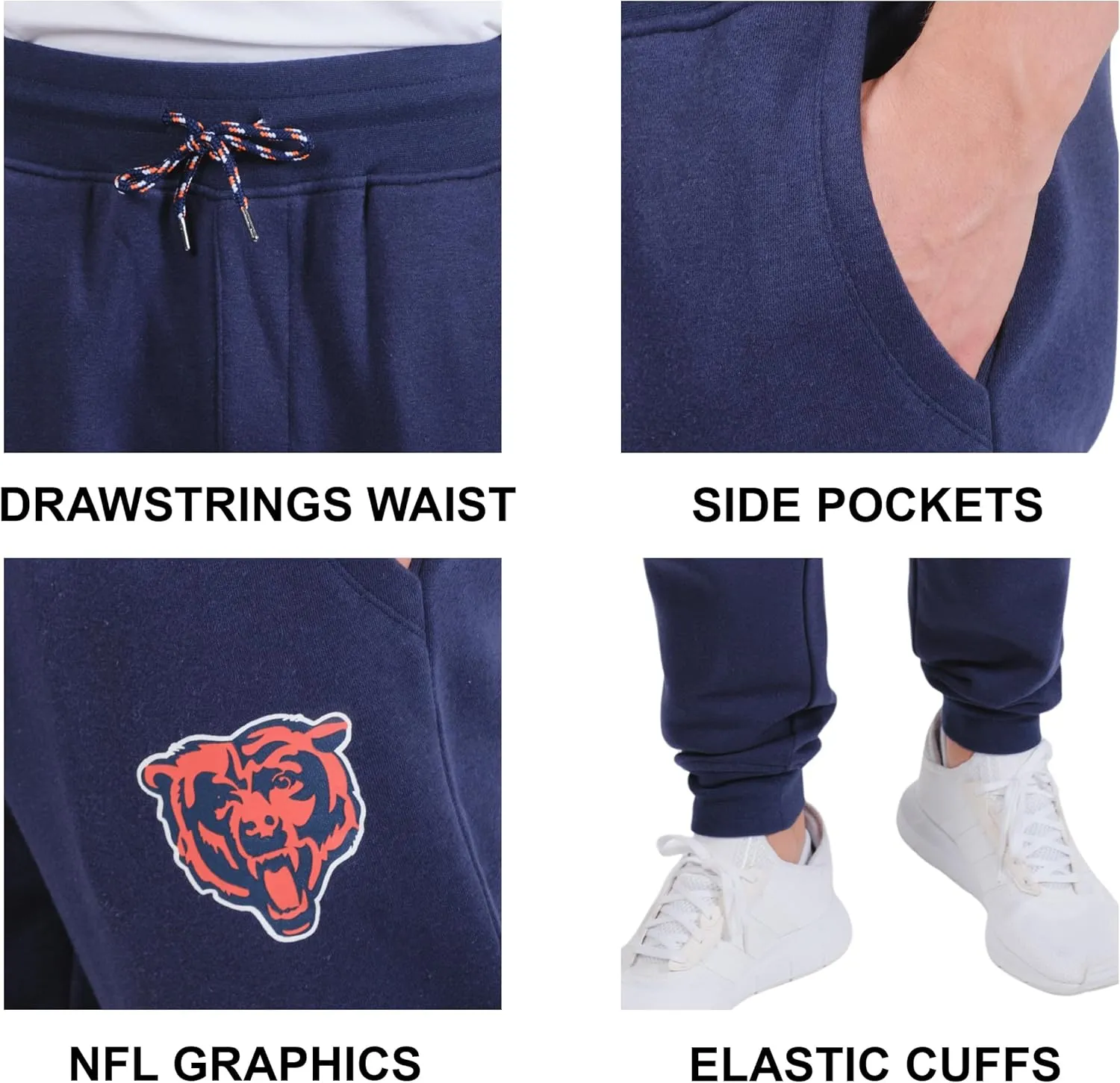 Ultra Game Adults NFL Official Active Super Soft Fleece Game Day Jogger Sweatpants
