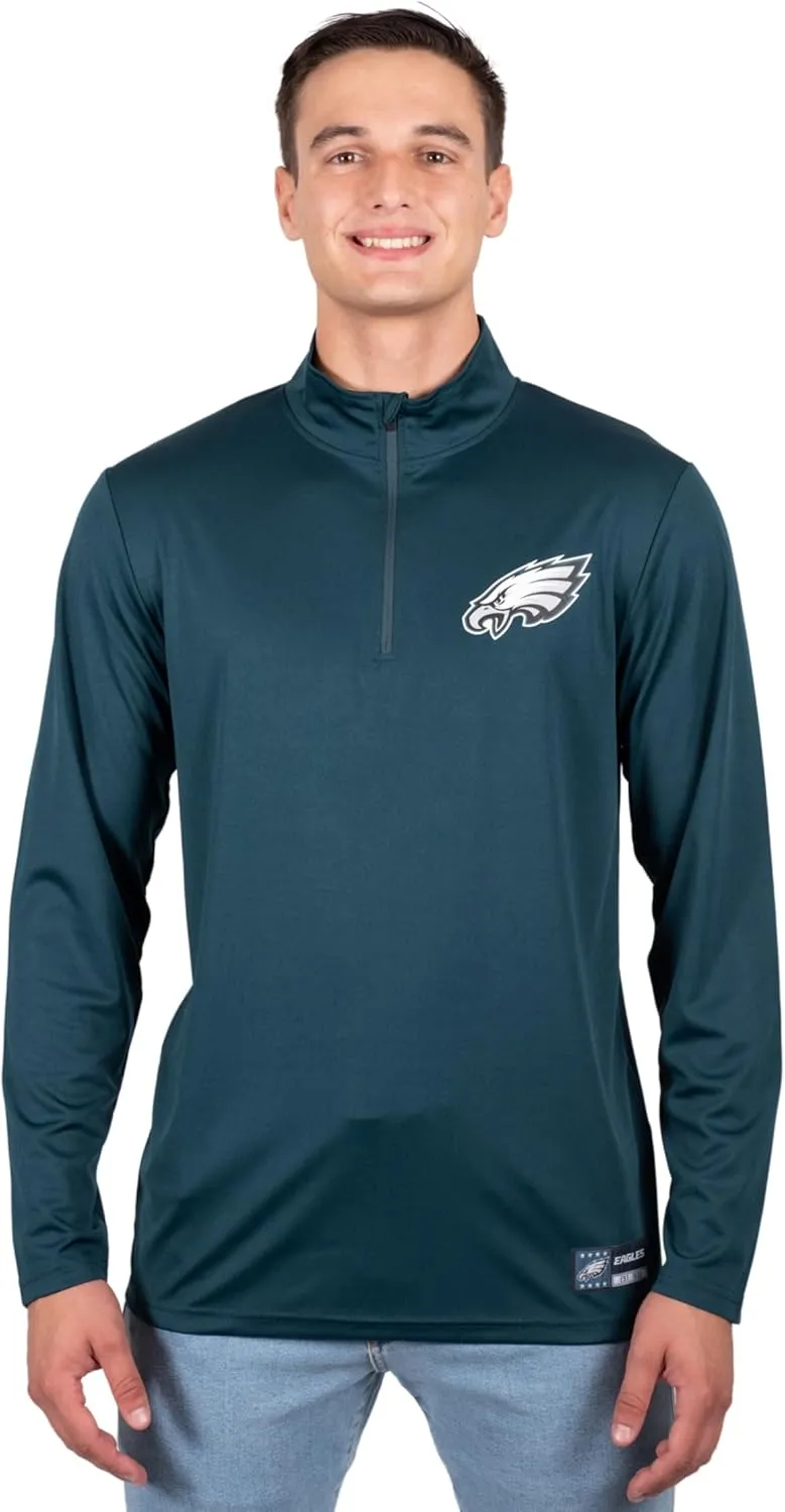 Ultra Game Adults NFL Official Super Soft Quarter Zip Long Sleeve T-Shirt