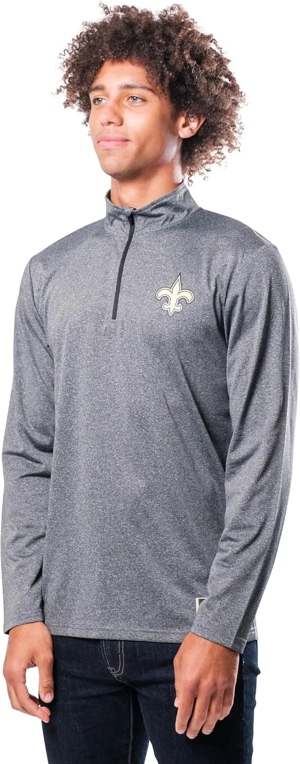 Ultra Game Adults NFL Official Super Soft Quarter Zip Long Sleeve T-Shirt