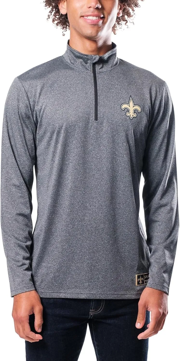 Ultra Game Adults NFL Official Super Soft Quarter Zip Long Sleeve T-Shirt