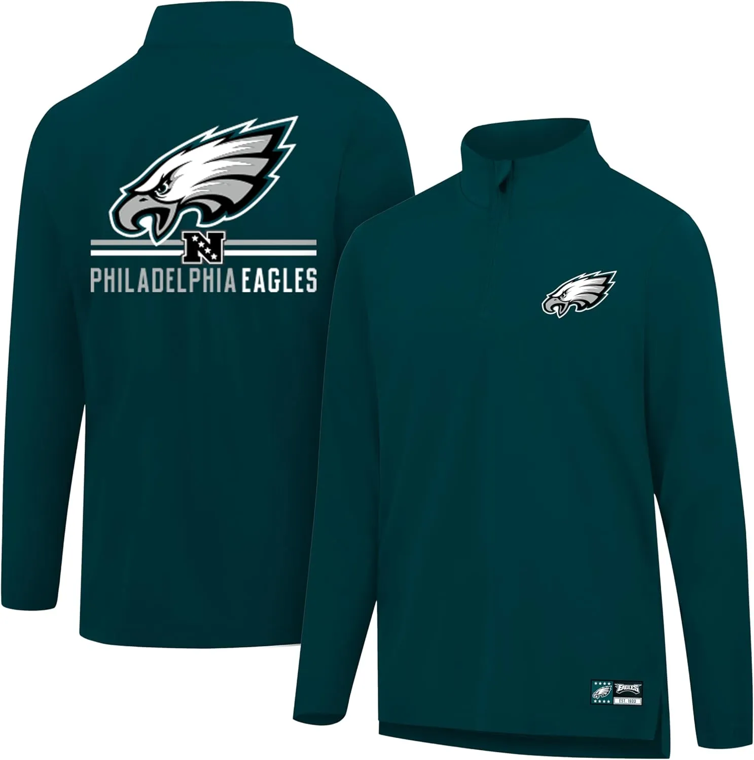 Ultra Game Adults NFL Official Super Soft Quarter Zip Long Sleeve T-Shirt