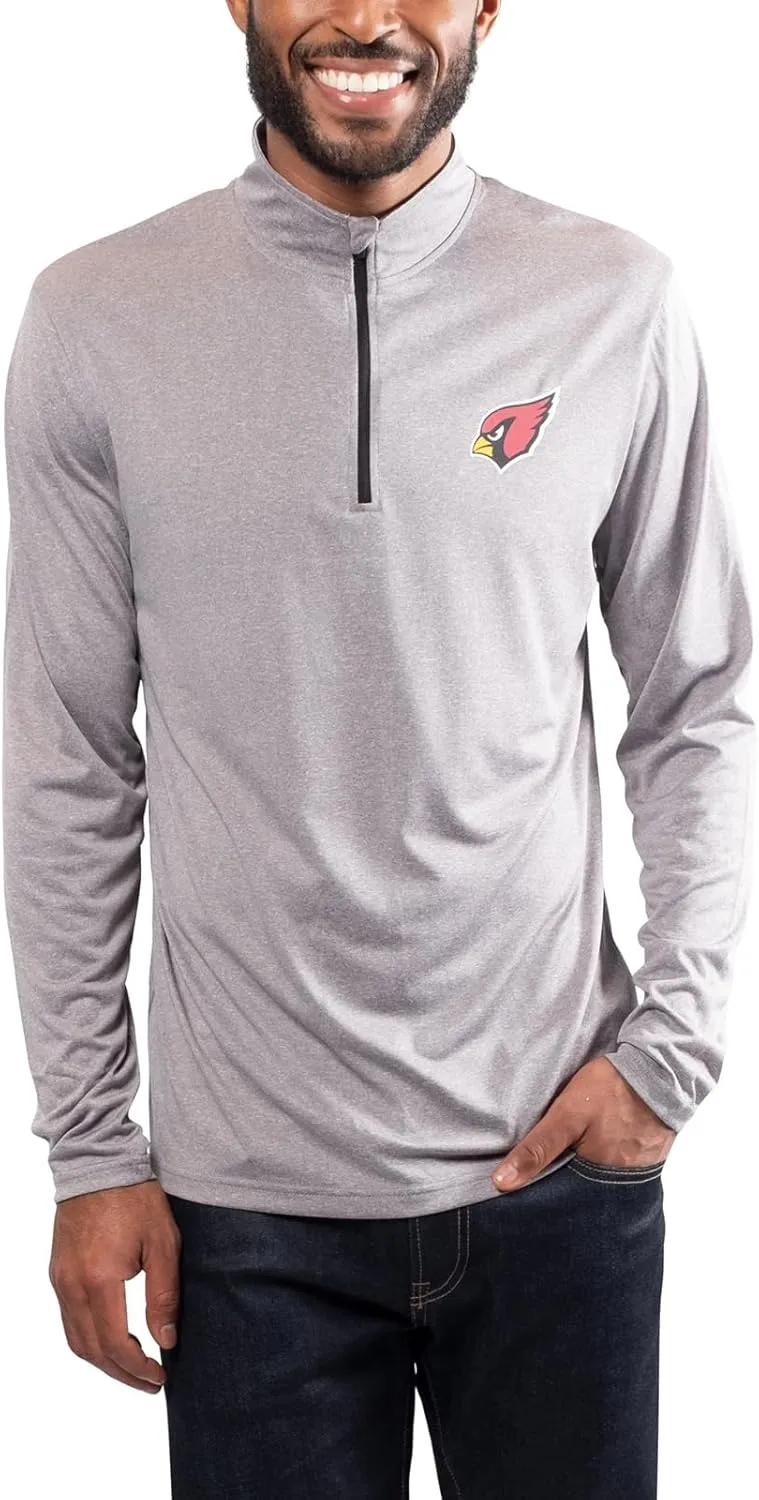 Ultra Game Adults NFL Official Super Soft Quarter Zip Long Sleeve T-Shirt