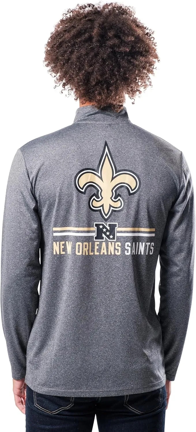 Ultra Game Adults NFL Official Super Soft Quarter Zip Long Sleeve T-Shirt