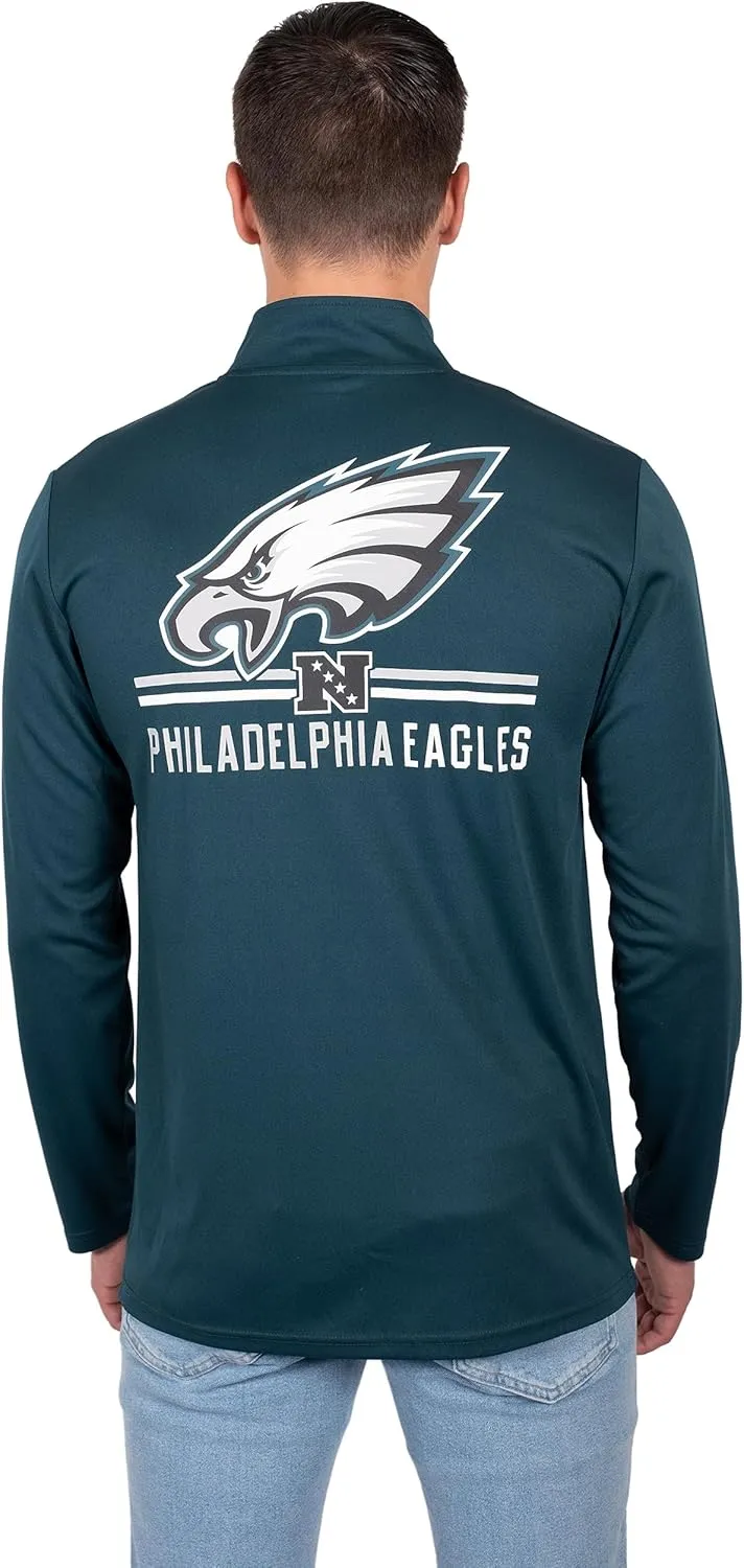 Ultra Game Adults NFL Official Super Soft Quarter Zip Long Sleeve T-Shirt