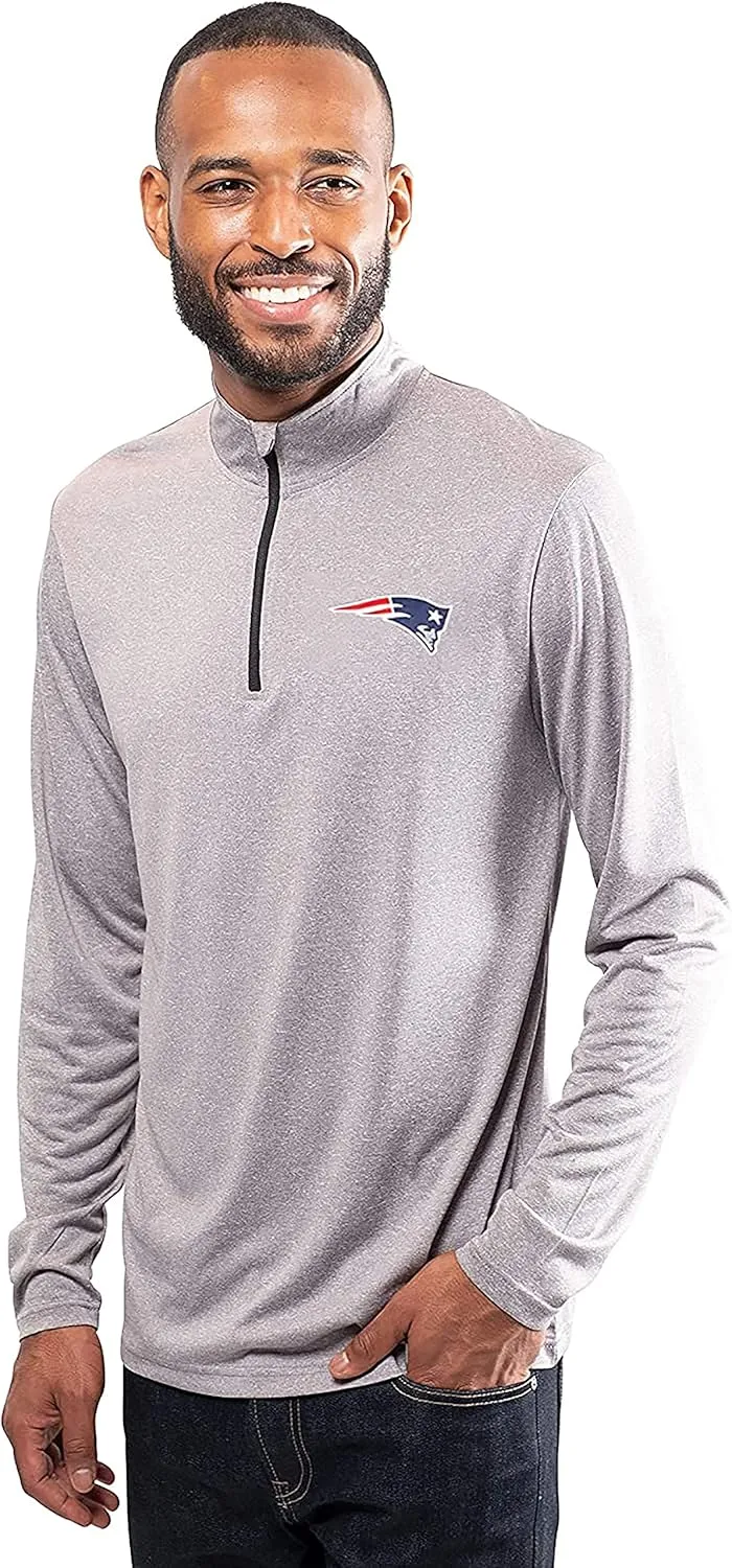 Ultra Game Adults NFL Official Super Soft Quarter Zip Long Sleeve T-Shirt