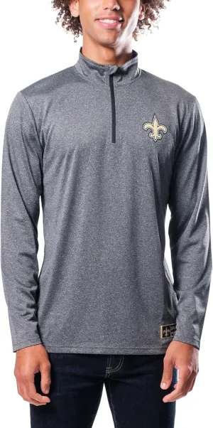 Ultra Game Adults NFL Official Super Soft Quarter Zip Long Sleeve T-Shirt
