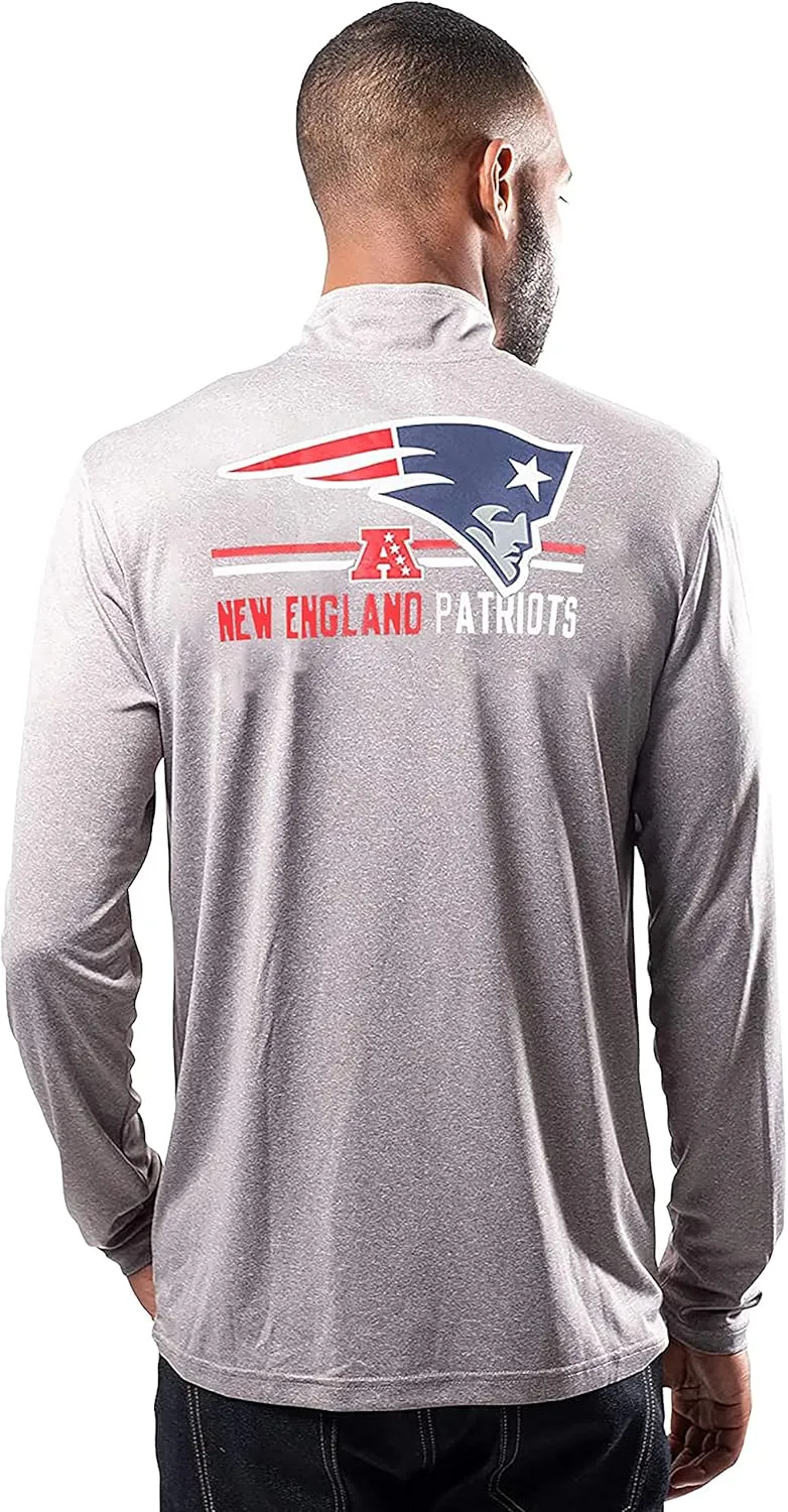Ultra Game Adults NFL Official Super Soft Quarter Zip Long Sleeve T-Shirt