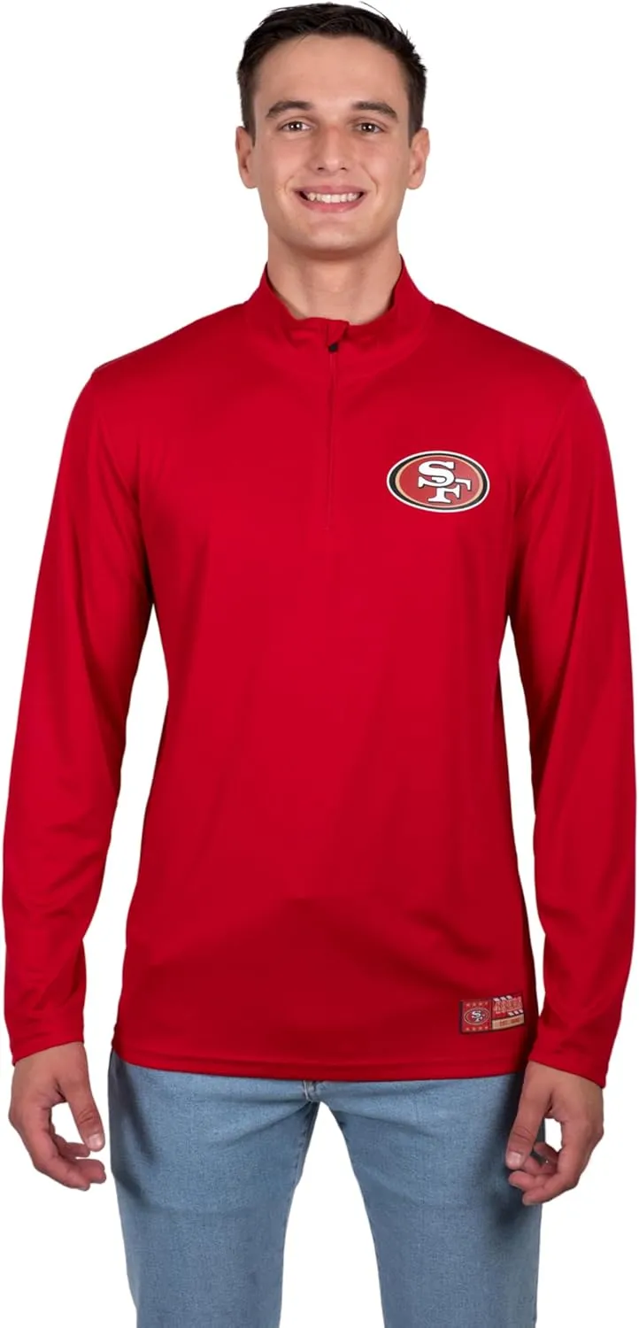Ultra Game Adults NFL Official Super Soft Quarter Zip Long Sleeve T-Shirt