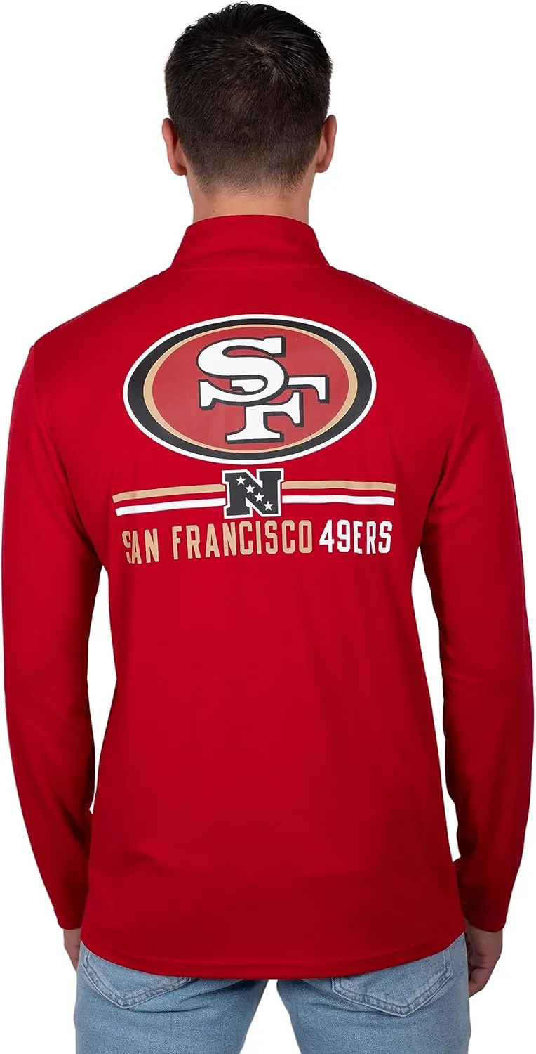 Ultra Game Adults NFL Official Super Soft Quarter Zip Long Sleeve T-Shirt