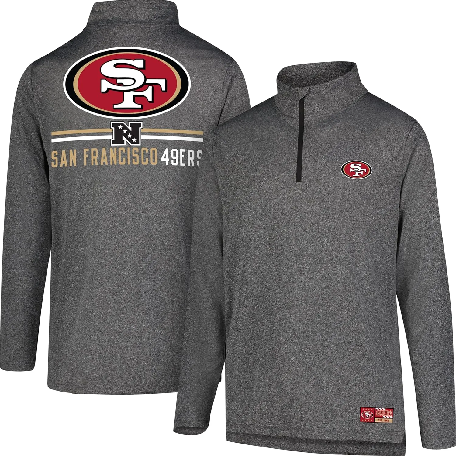 Ultra Game Adults NFL Official Super Soft Quarter Zip Long Sleeve T-Shirt