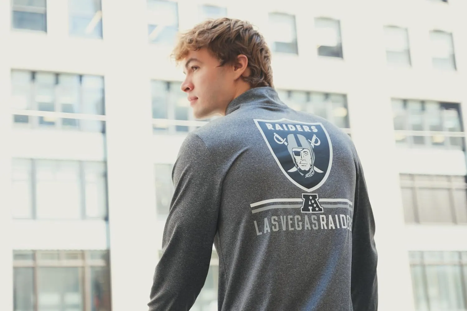 Ultra Game Adults NFL Official Super Soft Quarter Zip Long Sleeve T-Shirt