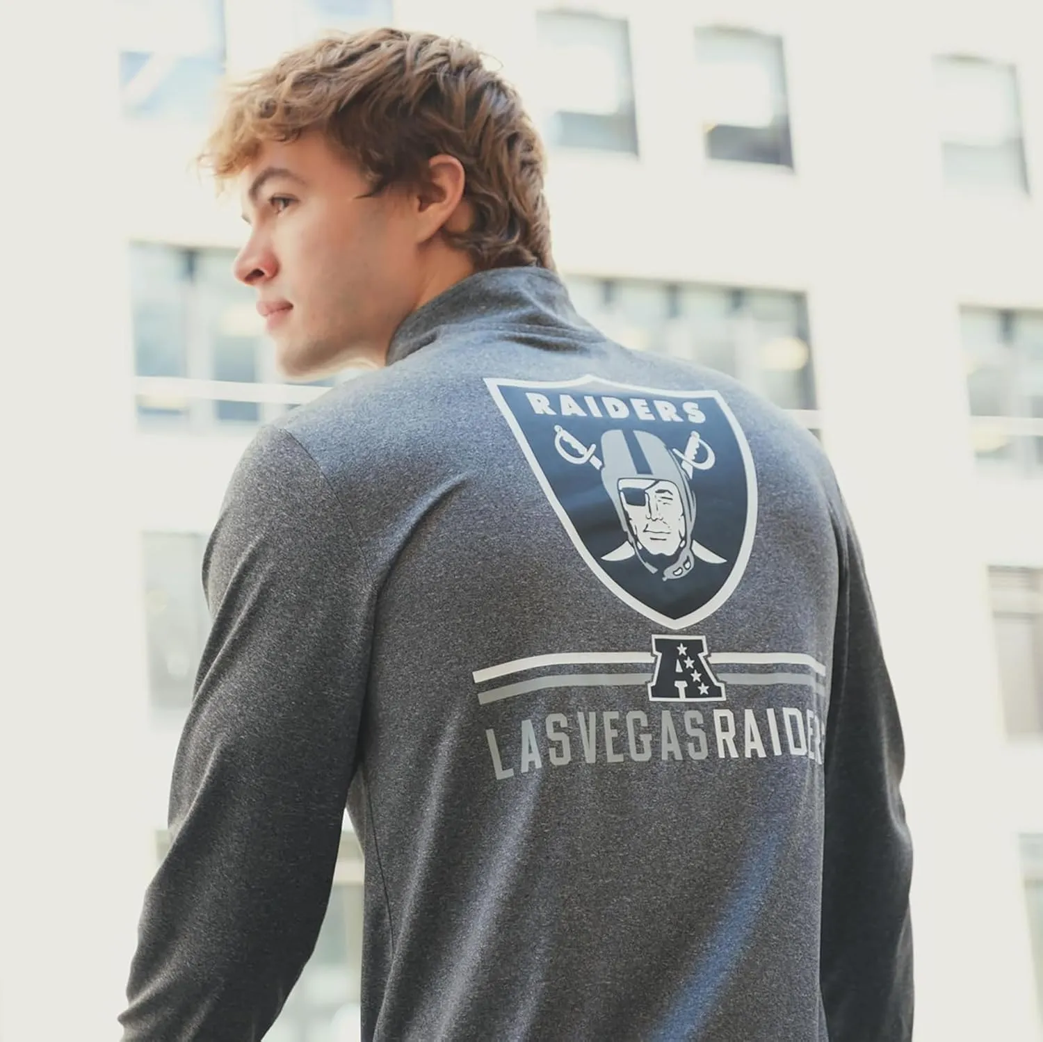 Ultra Game Adults NFL Official Super Soft Quarter Zip Long Sleeve T-Shirt