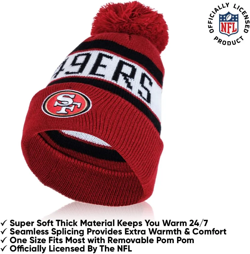 Ultra Game Adults Unisex NFL Official Super Soft Winter Beanie Knit Hat With Extra Warm Touch Screen Gloves