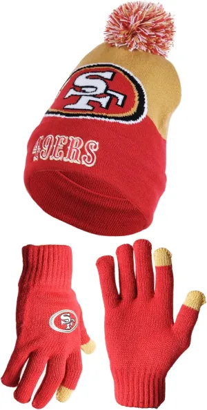 Ultra Game Adults Unisex NFL Official Super Soft Winter Beanie Knit Hat With Extra Warm Touch Screen Gloves