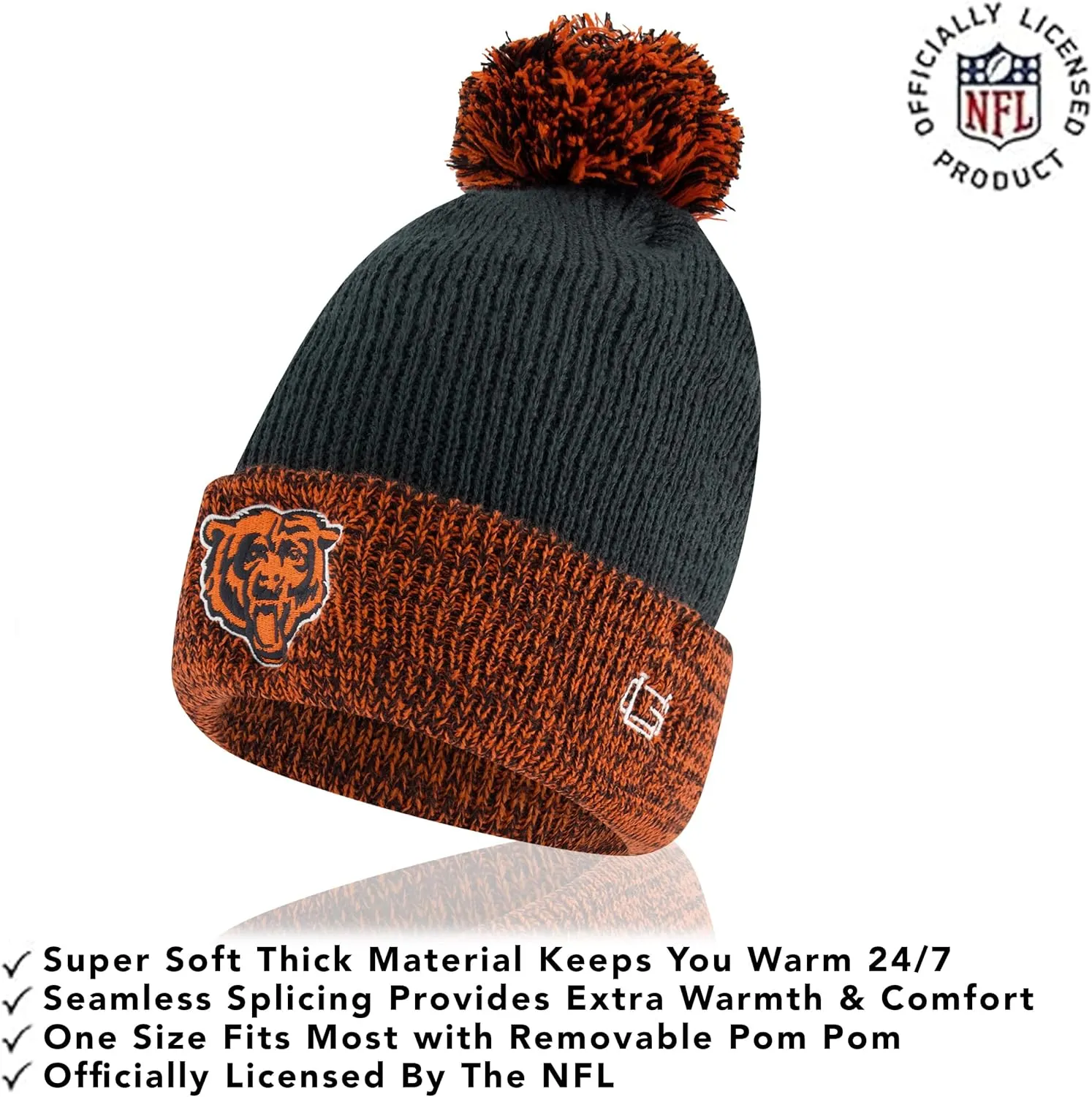 Ultra Game Unisex Kid's Super Soft Two Tone Winter Beanie Knit Hat with Extra Warm Touch Screen Gloves