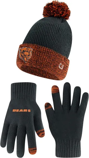 Ultra Game Unisex Kid's Super Soft Two Tone Winter Beanie Knit Hat with Extra Warm Touch Screen Gloves
