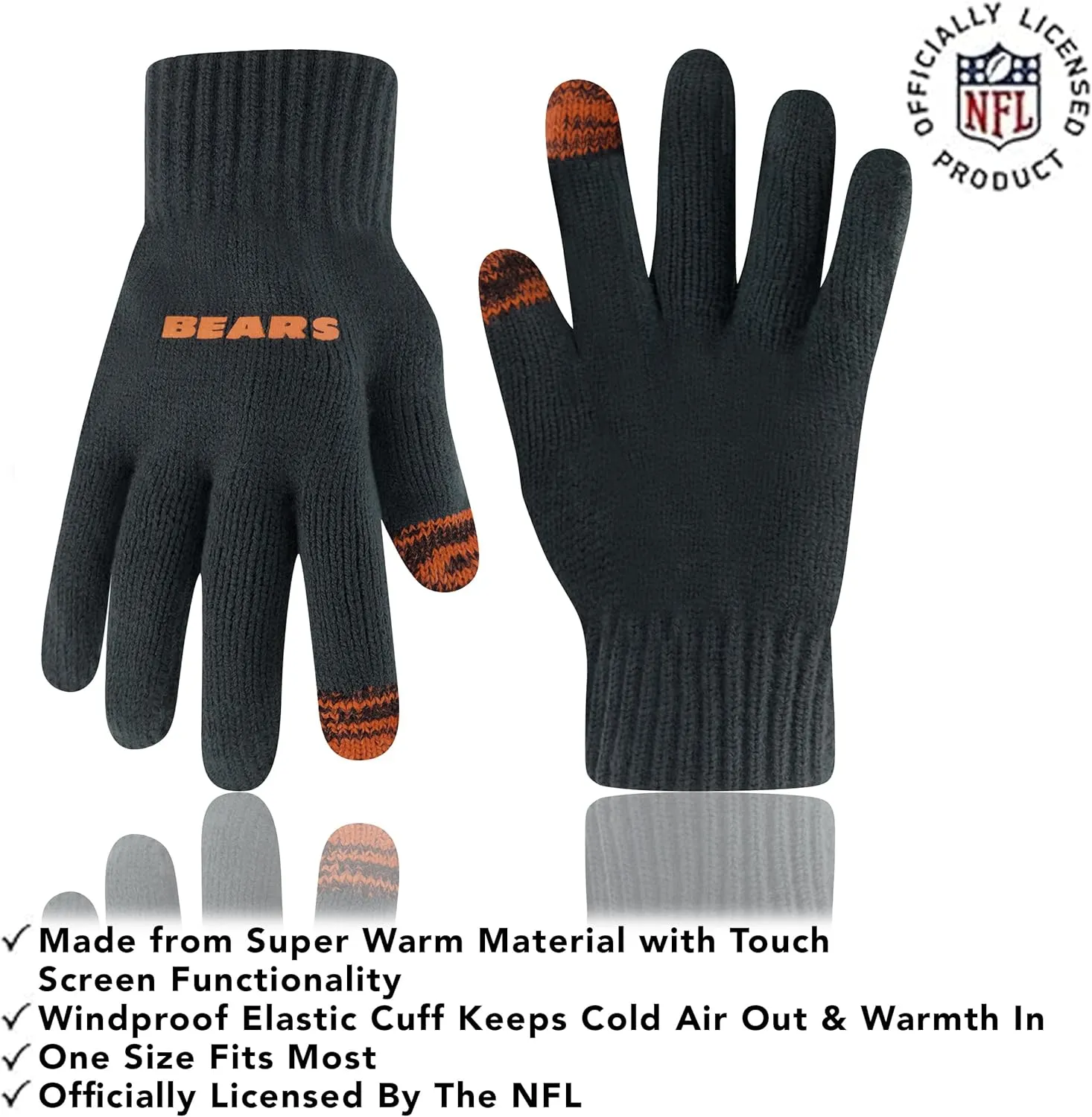 Ultra Game Unisex Kid's Super Soft Two Tone Winter Beanie Knit Hat with Extra Warm Touch Screen Gloves