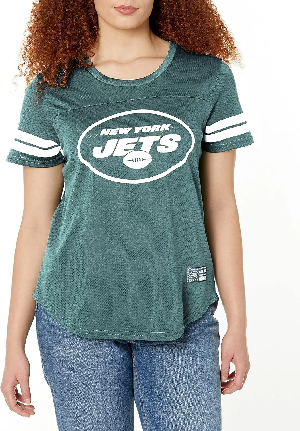 Ultra Game Women's NFL Official Soft Mesh Varsity Stripe T-Shirt
