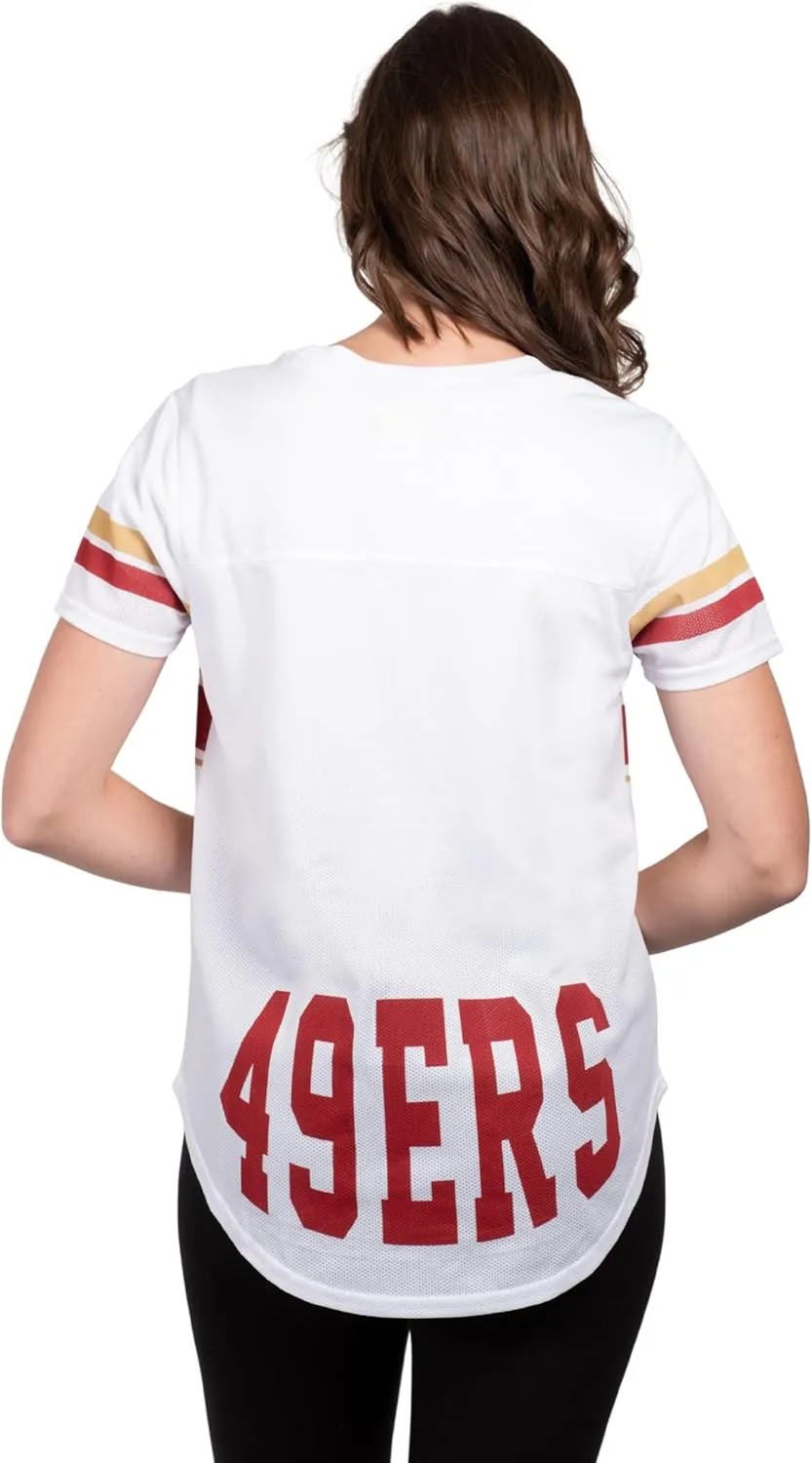 Ultra Game Women's NFL Official Soft Mesh Varsity Stripe T-Shirt