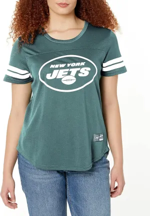 Ultra Game Women's NFL Official Soft Mesh Varsity Stripe T-Shirt