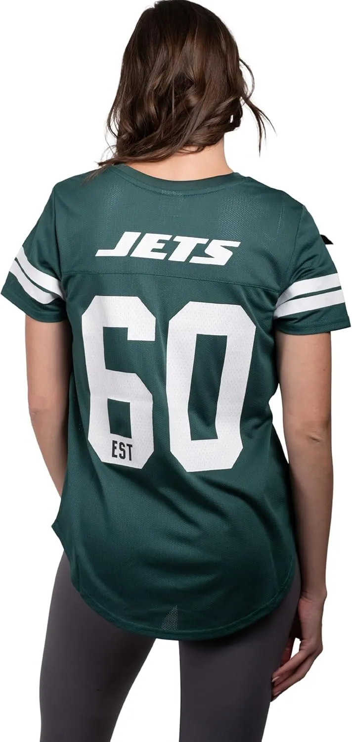 Ultra Game Women's NFL Official Soft Mesh Varsity Stripe T-Shirt