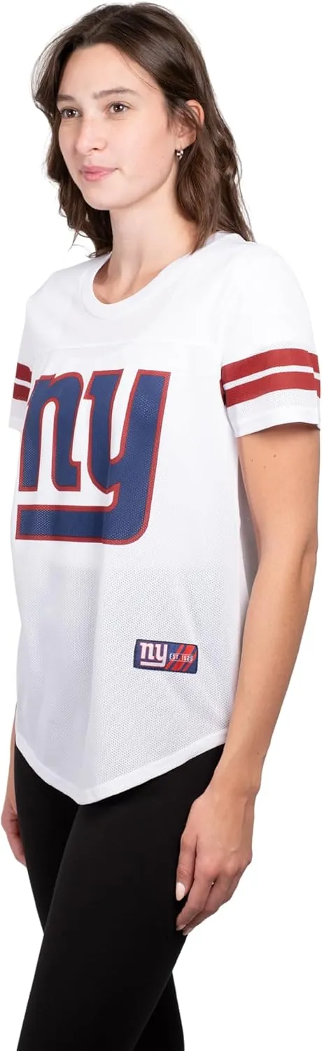 Ultra Game Women's NFL Official Soft Mesh Varsity Stripe T-Shirt