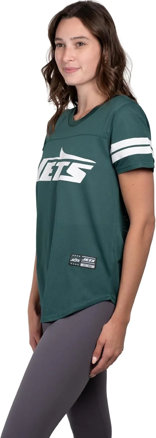 Ultra Game Women's NFL Official Soft Mesh Varsity Stripe T-Shirt