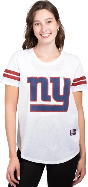 Ultra Game Women's NFL Official Soft Mesh Varsity Stripe T-Shirt
