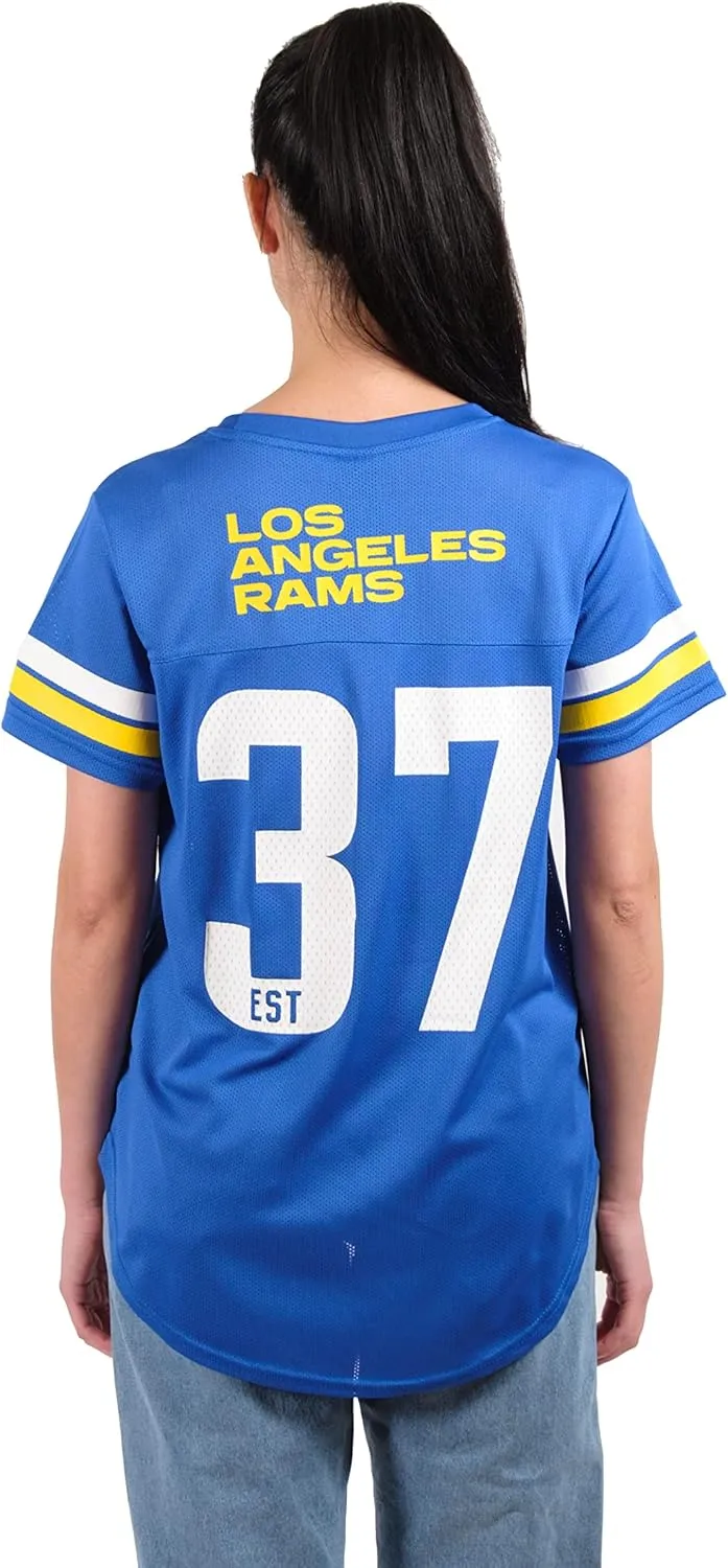 Ultra Game Women's NFL Official Soft Mesh Varsity Stripe T-Shirt