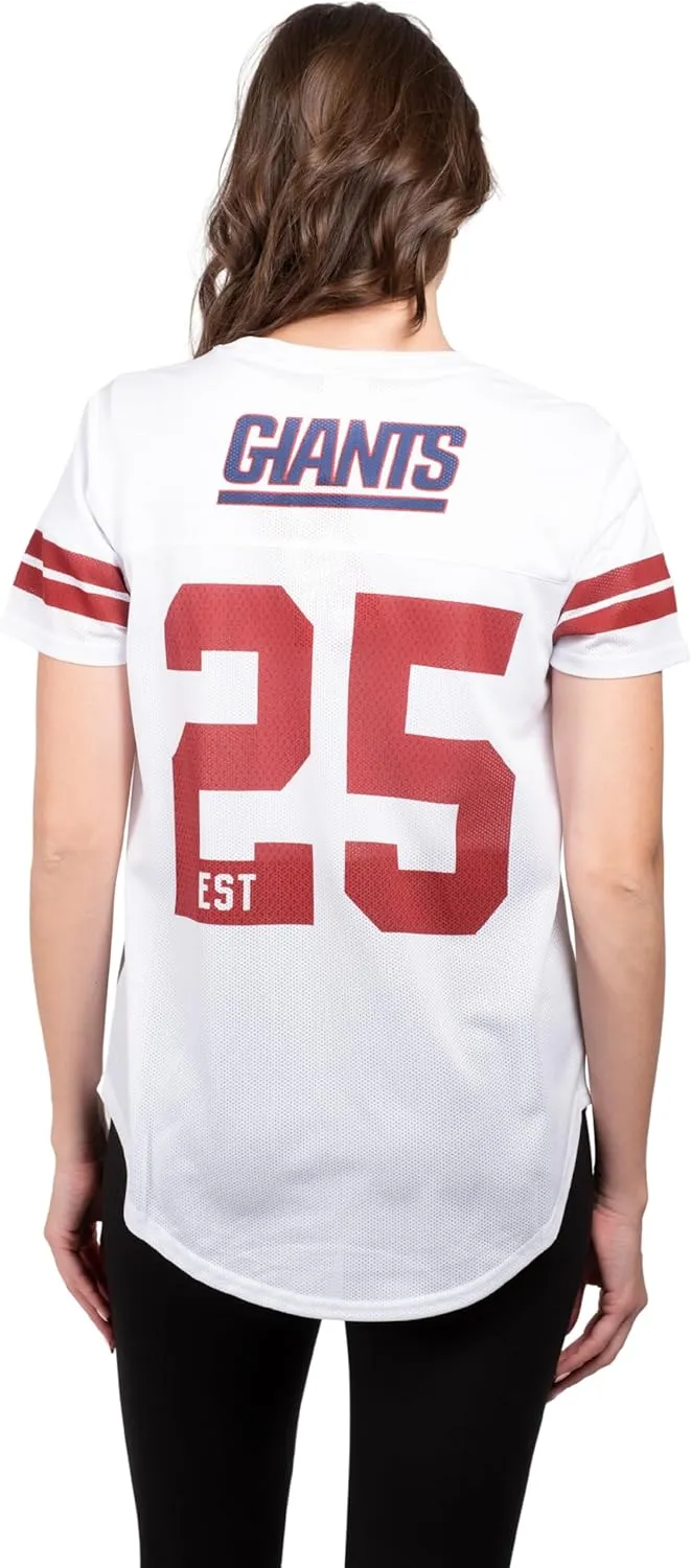 Ultra Game Women's NFL Official Soft Mesh Varsity Stripe T-Shirt