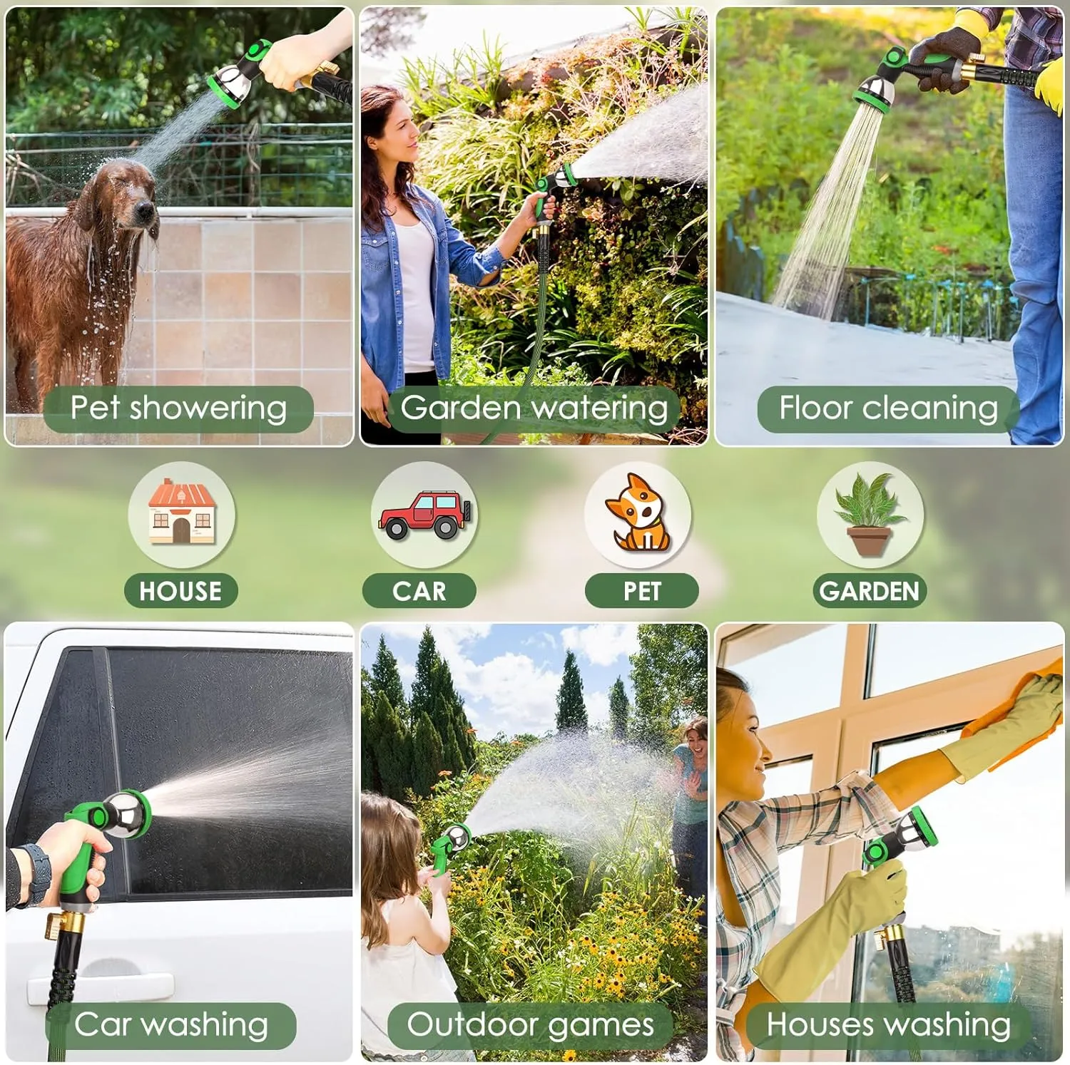 Ultra Lightweight Garden Hose 75 ft, NON-EXPANDABLE Flexible Water Hose with 10-Mode Nozzle, Kink-Resistant, Leak-Proof, High-Density Fabric, Extra Strong Connector, Shut-Off Valve & Holder