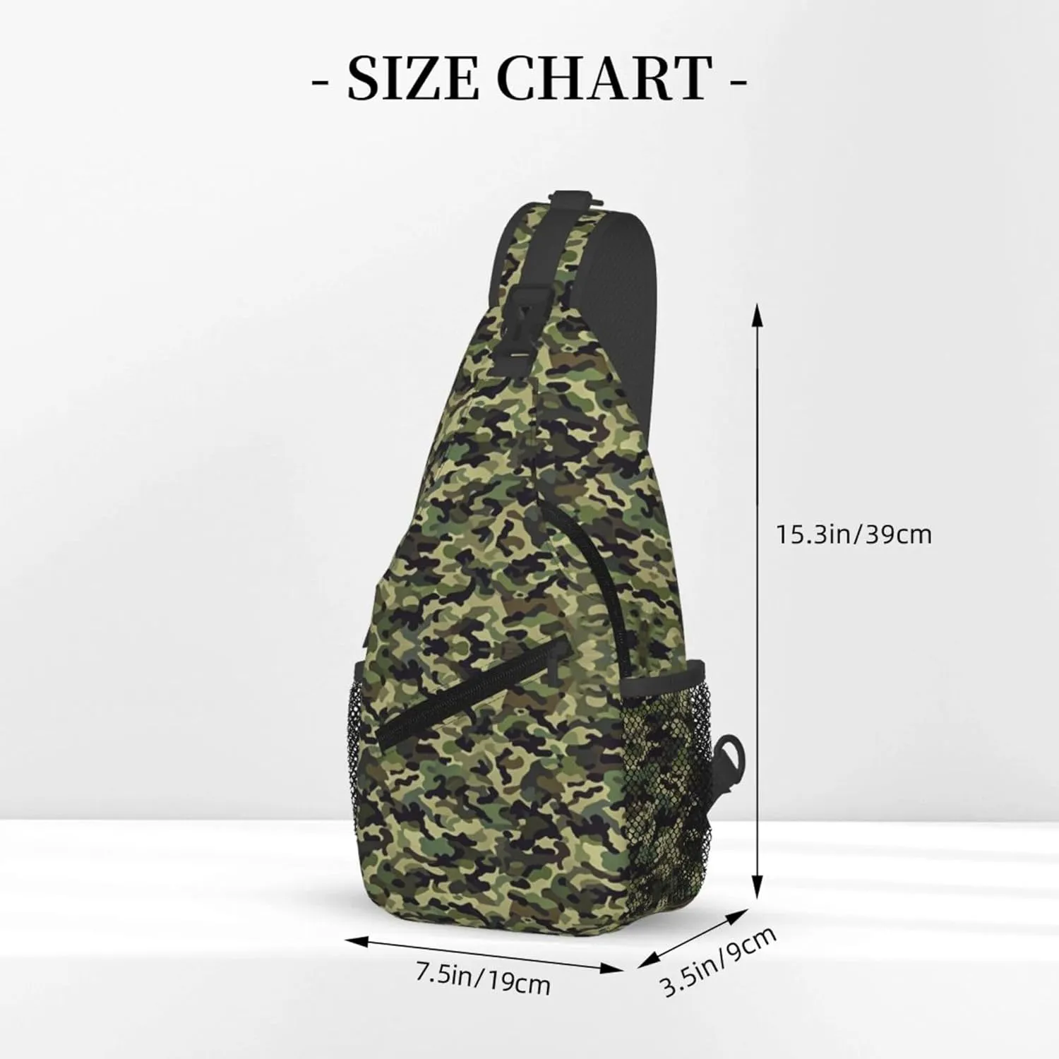 Ultra Lightweight Sling Shoulder Backpack Shoulder Crossbody Bag Chest Pack Multipurpose Anti-Theft Daypack for Outdoors Camping Hiking Trekking, Cool Green Camo Army Camouflage Art