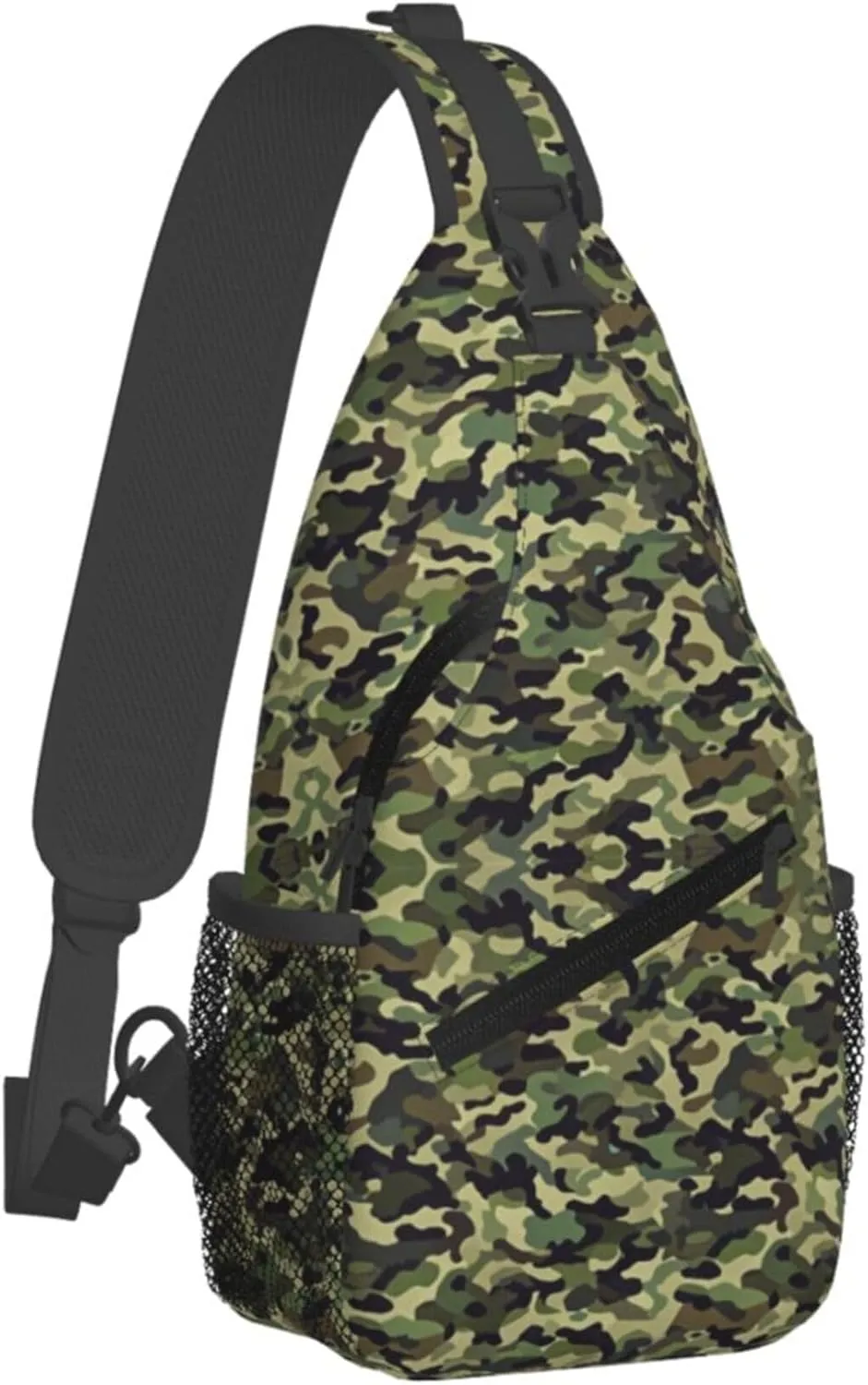 Ultra Lightweight Sling Shoulder Backpack Shoulder Crossbody Bag Chest Pack Multipurpose Anti-Theft Daypack for Outdoors Camping Hiking Trekking, Cool Green Camo Army Camouflage Art