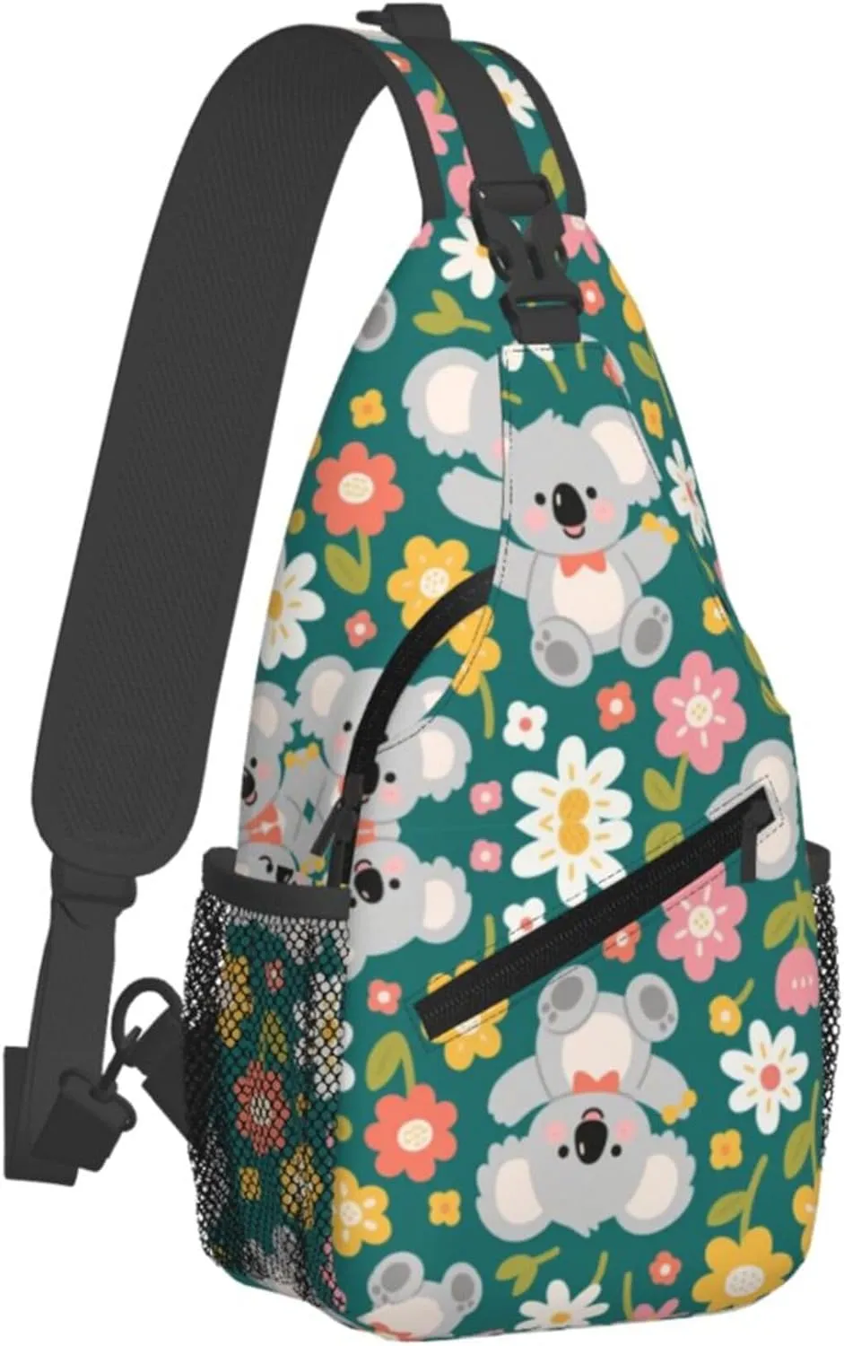 Ultra Lightweight Sling Shoulder Backpack Shoulder Crossbody Bag Chest Pack Multipurpose Anti-Theft Daypack for Outdoors Camping Hiking Trekking, Cute Koala And Flowers Art