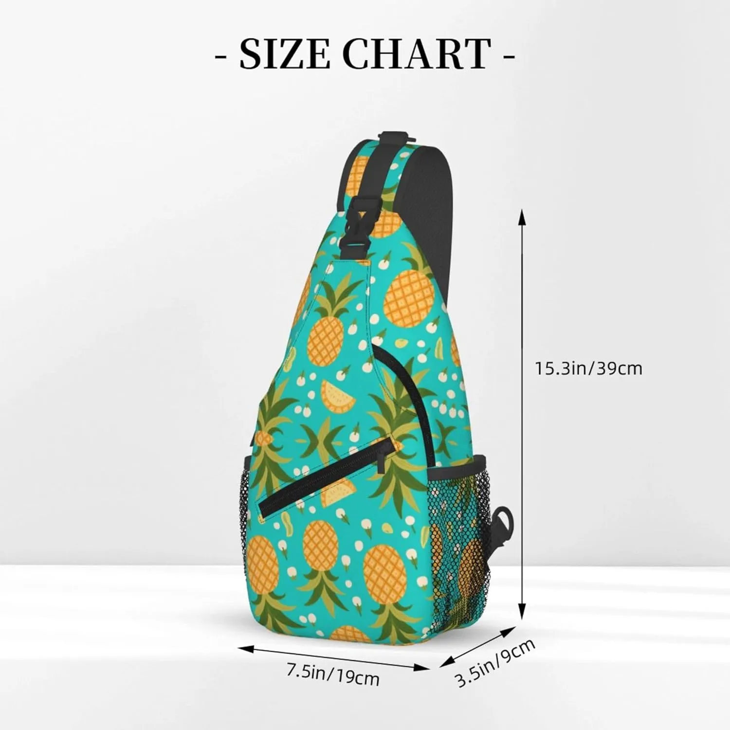 Ultra Lightweight Sling Shoulder Backpack Shoulder Crossbody Bag Chest Pack Multipurpose Anti-Theft Daypack for Outdoors Camping Hiking Trekking, Hawaiian Tropical Pineapple Art