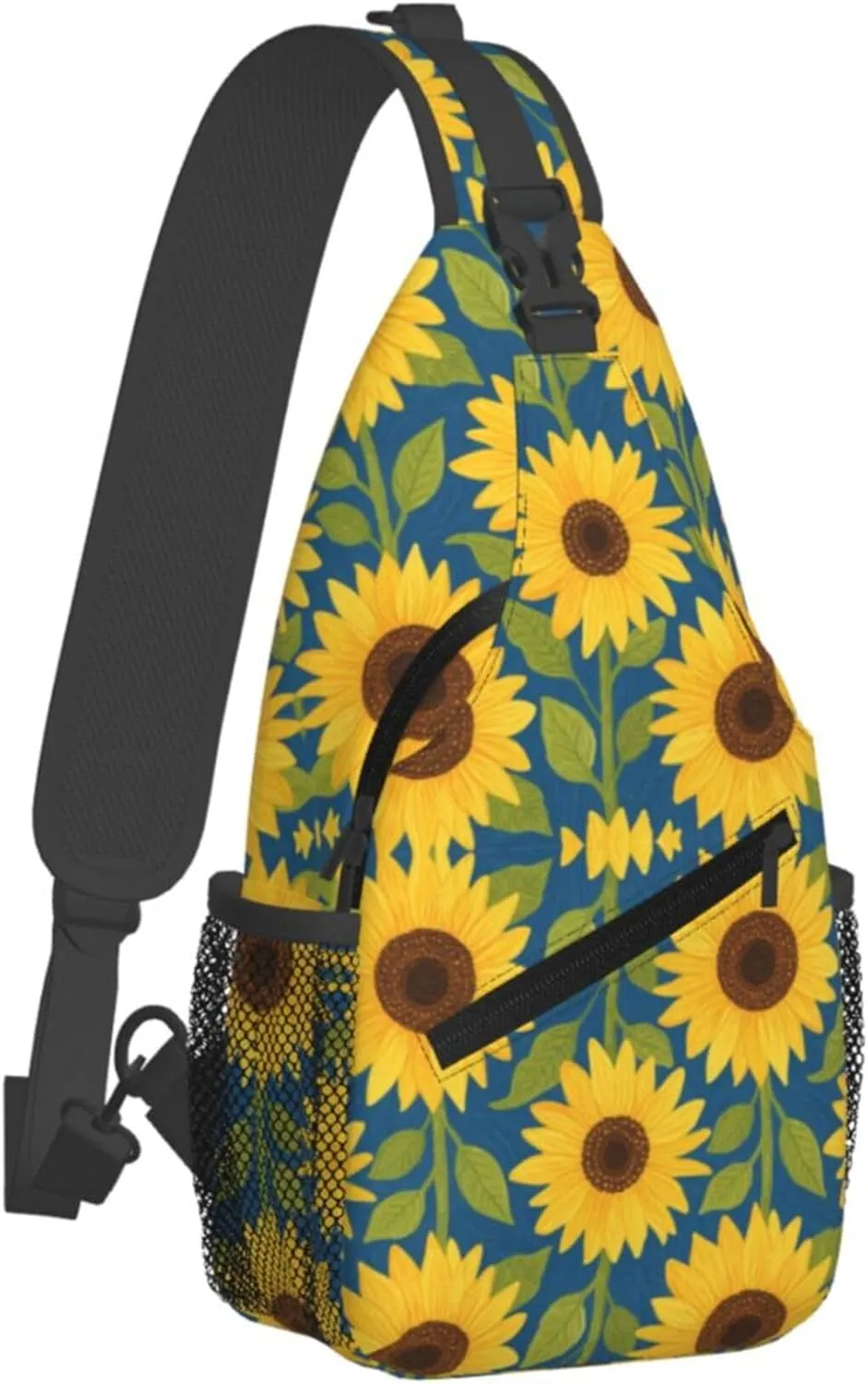Ultra Lightweight Sling Shoulder Backpack Shoulder Crossbody Bag Chest Pack Multipurpose Anti-Theft Daypack for Outdoors Camping Hiking Trekking, Rustic Sunflower Art
