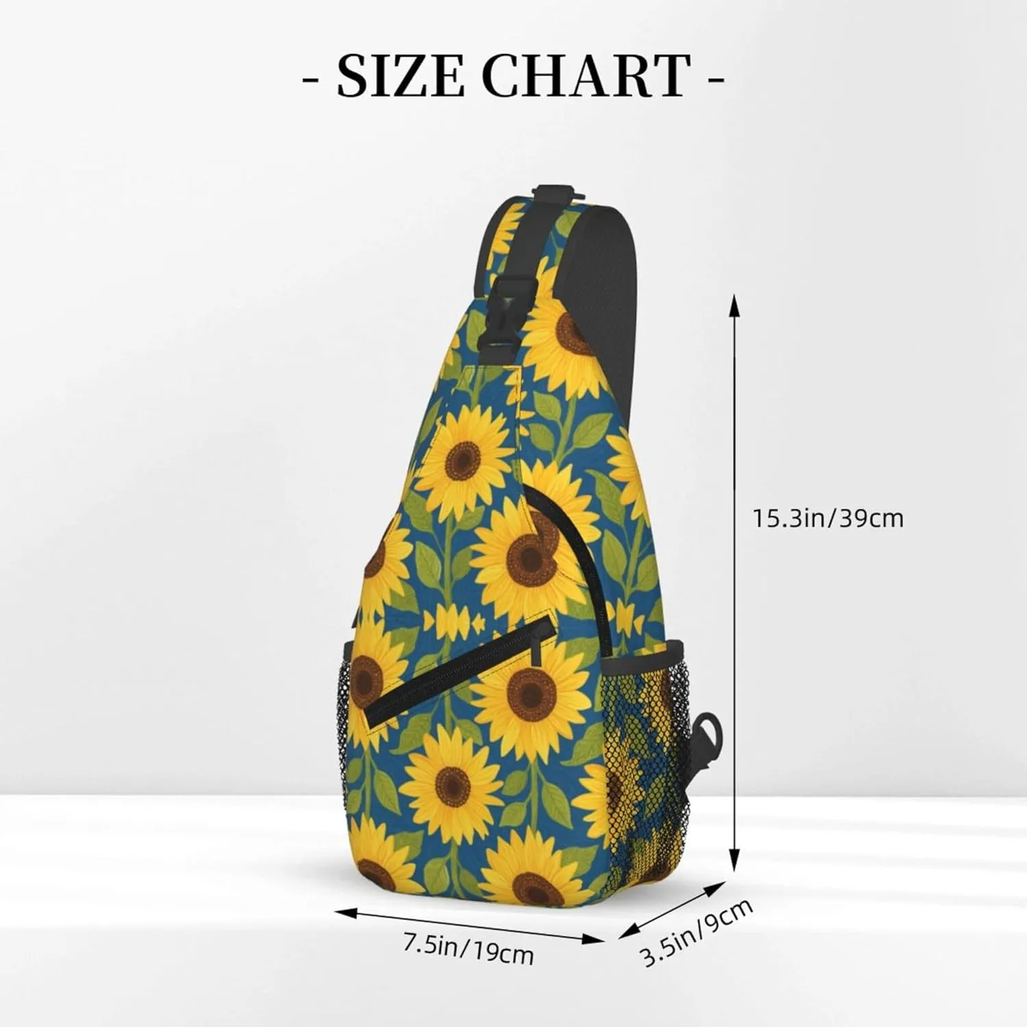 Ultra Lightweight Sling Shoulder Backpack Shoulder Crossbody Bag Chest Pack Multipurpose Anti-Theft Daypack for Outdoors Camping Hiking Trekking, Rustic Sunflower Art