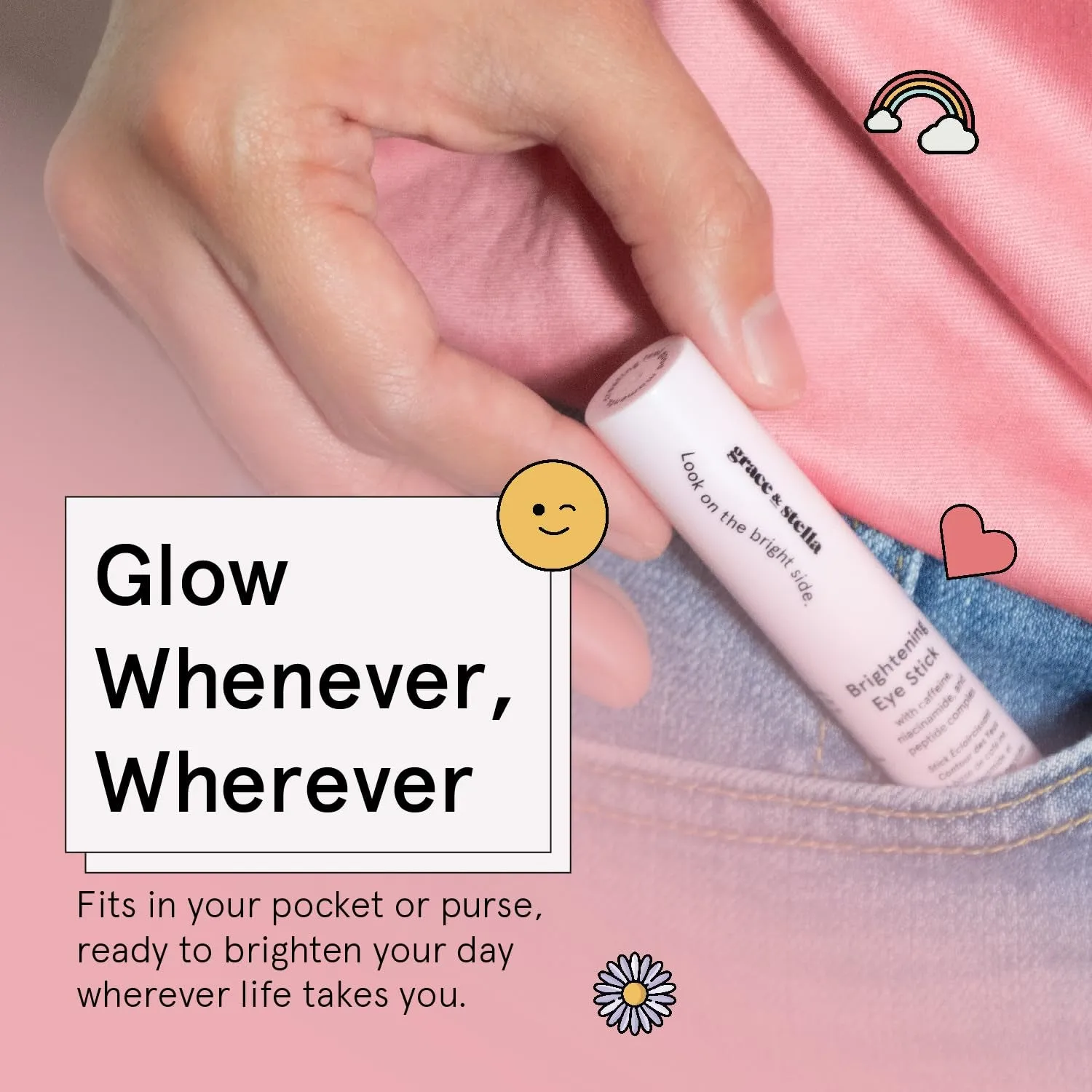 under Eye Brightener Stick - Eye Balm Stick - Caffeine Eye Cream for Dark Circles, Puffiness, Wrinkles, Eye Bags - Niacinamide, Hyaluronic Acid, Peptides - Vegan Skincare (0.13Oz/3.5G)