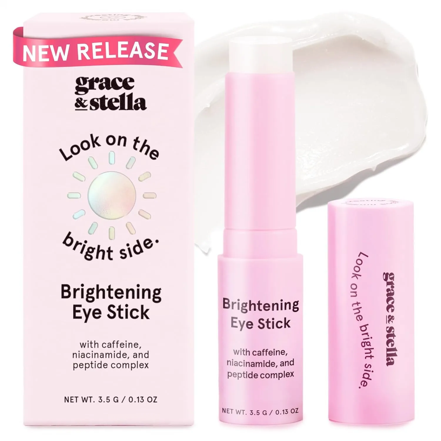 under Eye Brightener Stick - Eye Balm Stick - Caffeine Eye Cream for Dark Circles, Puffiness, Wrinkles, Eye Bags - Niacinamide, Hyaluronic Acid, Peptides - Vegan Skincare (0.13Oz/3.5G)